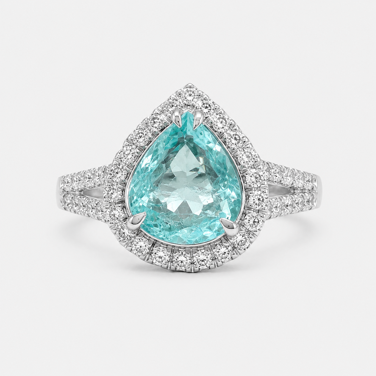 Certified Sea Blue Paraiba & Diamond Ring