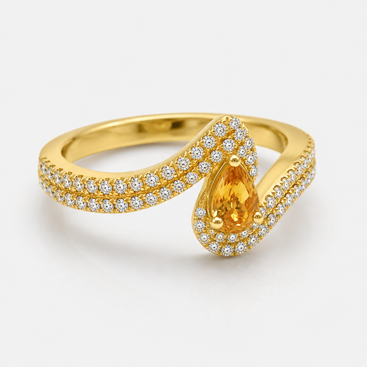 Golden Wave Diamond Ring