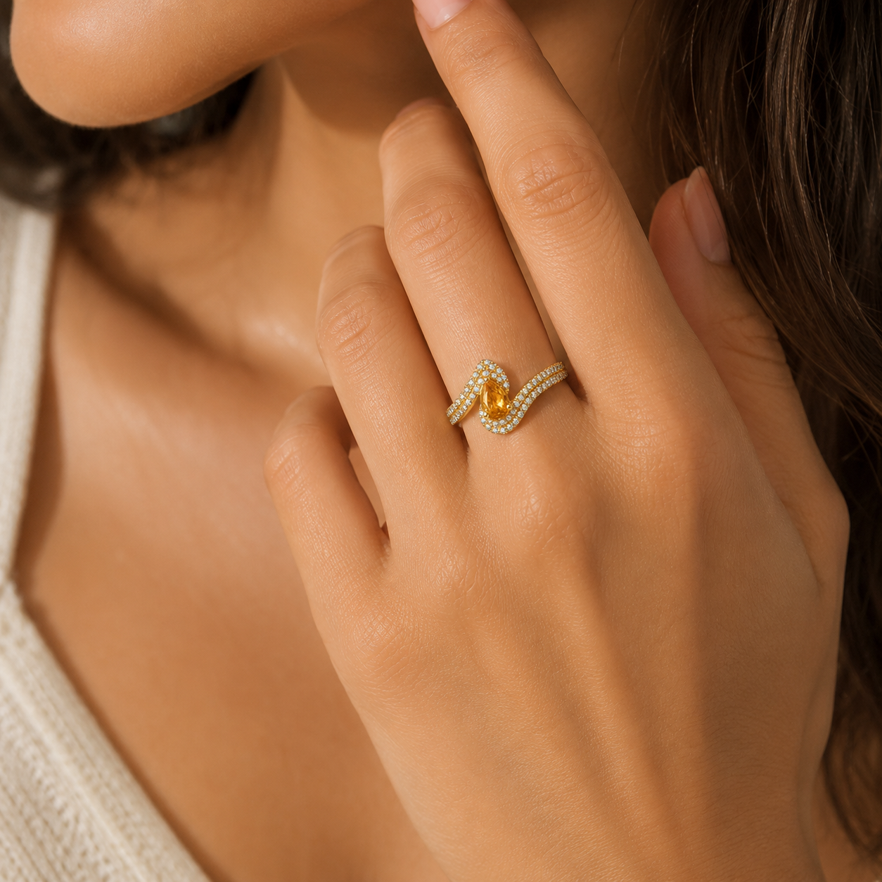 Golden Wave Diamond Ring