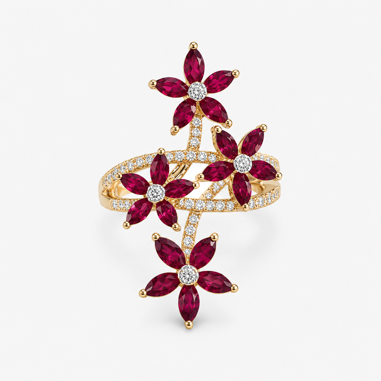 Flower Garden Ruby & Diamond Ring Ruby