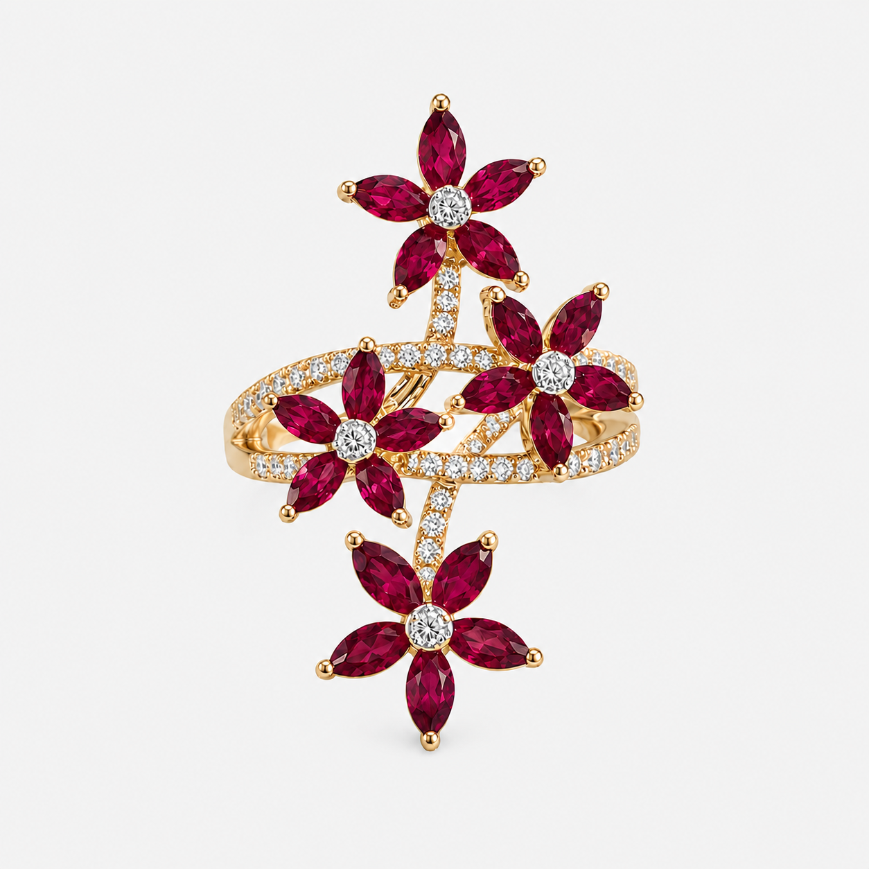 Flower Garden Ruby & Diamond Ring Ruby