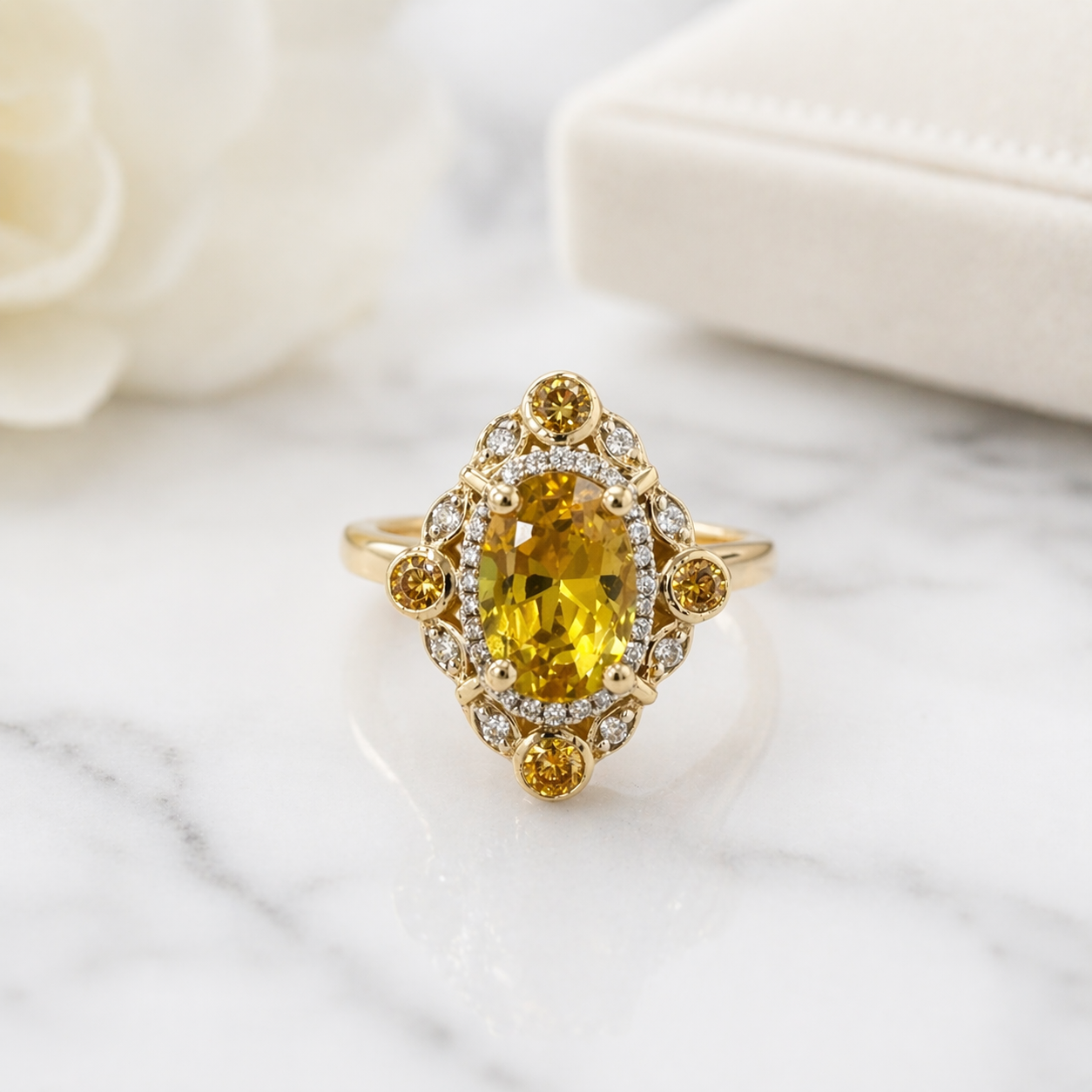 Sunlit Garden Sapphire & Diamond Ring