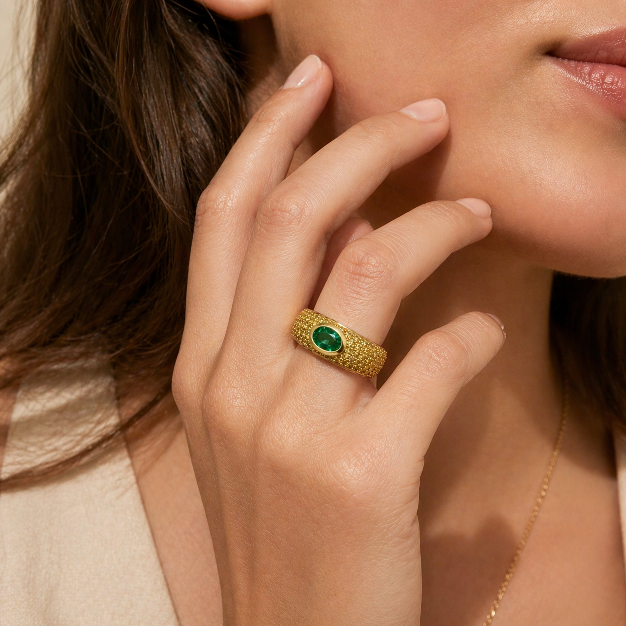 Sunlit Emerald Band Emerald