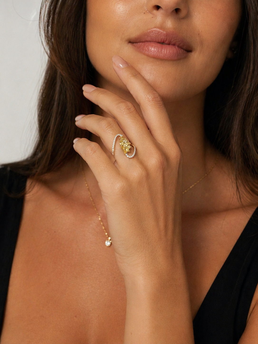 Cluster Yellow Diamond Wave Ring Yellow Diamond