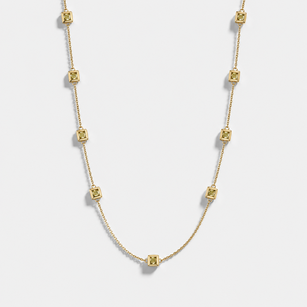 Princess Yellow Diamond Station Necklace Yellow Diamond