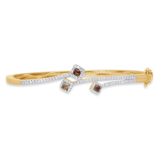 Yellow Gold White and Natural Colored Diamonds Eternal Bangle