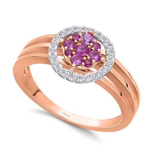 Kallati Heirloom Pink Sapphire & White Diamond Ring in 14K Two-Tone Gold