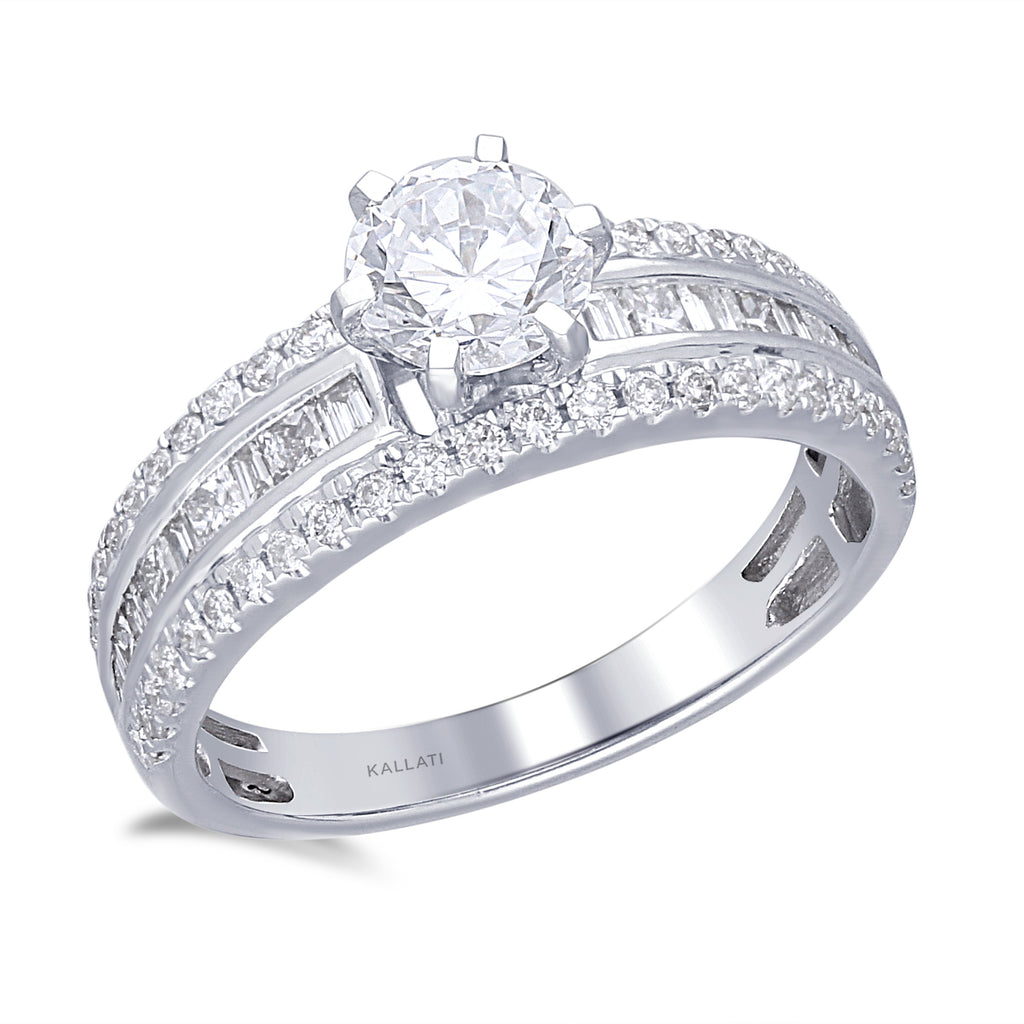 Kallati Legendary Round Diamond Engagement Ring in 14K White Gold – KALLATI