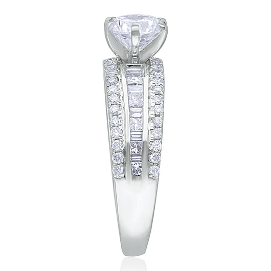 Kallati Legendary Round Diamond Engagement Ring in 14K White Gold