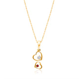 Yellow Gold Ruby & Diamond Heirloom Double Heart Pendant