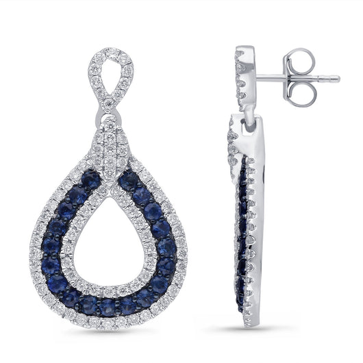 White Gold Sapphire & Diamond Infinite Earrings