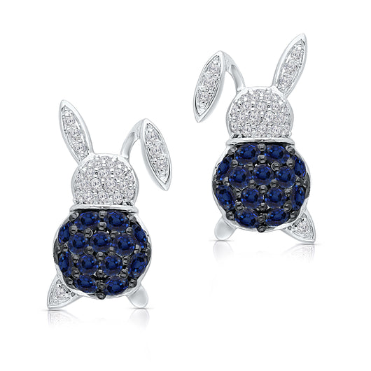 White Gold Sapphire & Diamond Bunny Earrings