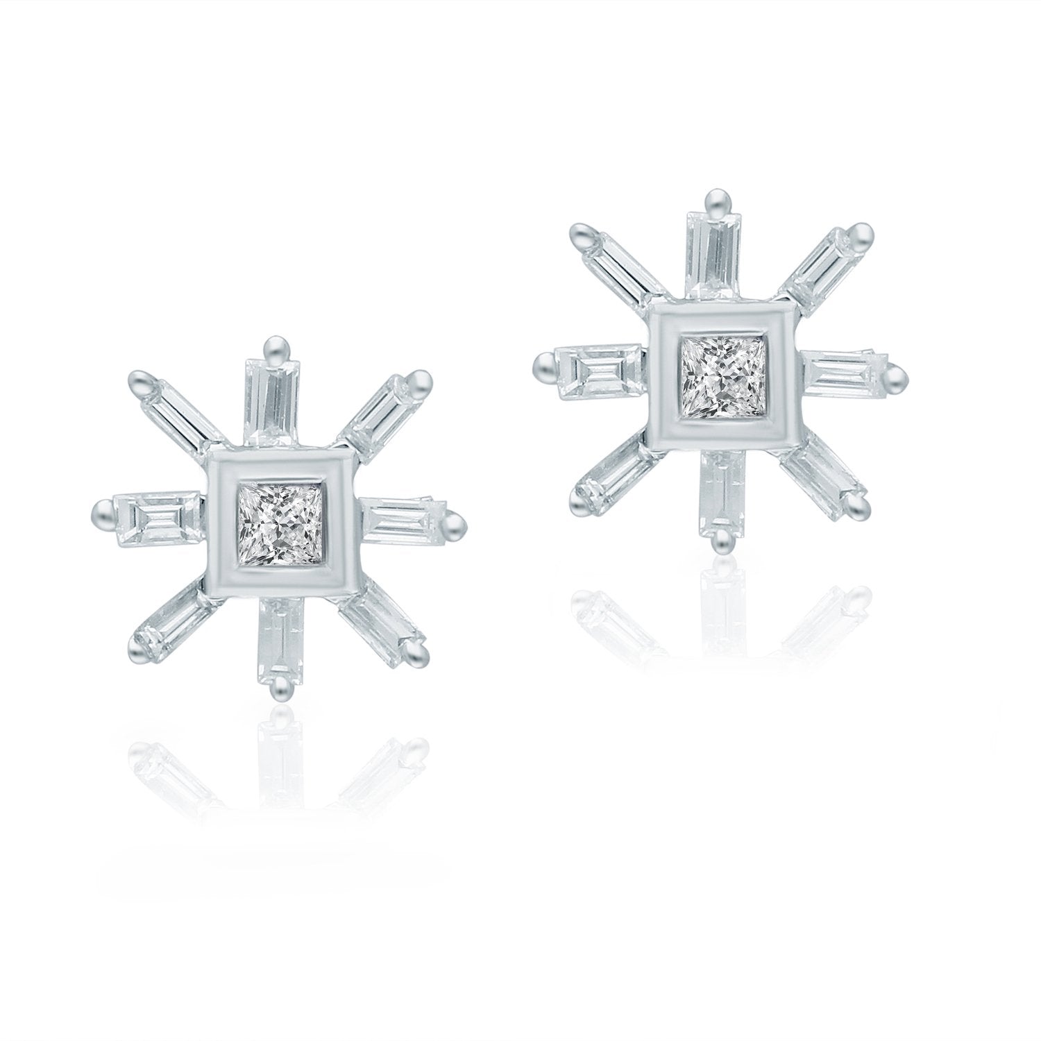 Baguette Diamond Cluster Studs
