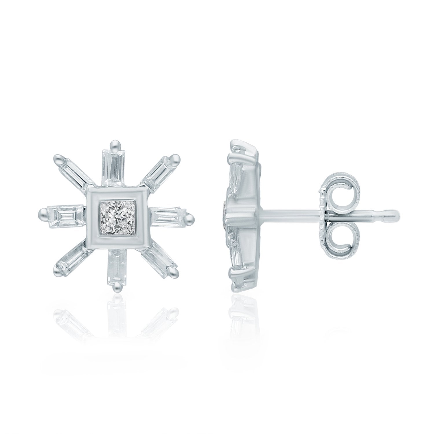 Baguette Diamond Cluster Studs