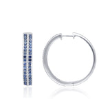 White Gold Sapphire & Diamond Infinite Hoop Earring