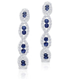 White Gold Sapphire & Diamond Heirloom Hoop Earrings