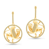Yellow Gold White Diamond Griffiness Earrings