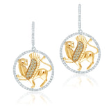 Two Tone Gold White & Yellow Diamond Griffiness Earrings