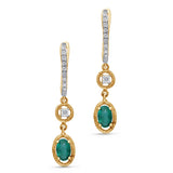 Yellow Gold Emerald & Diamond Heirloom Earrings
