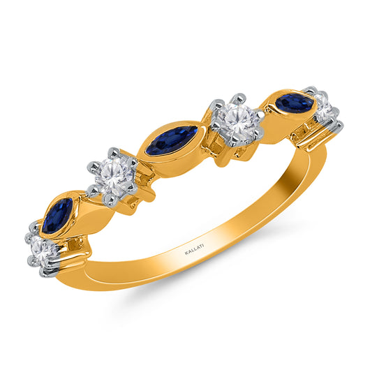 Kallati Heirloom Sapphire & Diamond Ring in 14K Yellow Gold