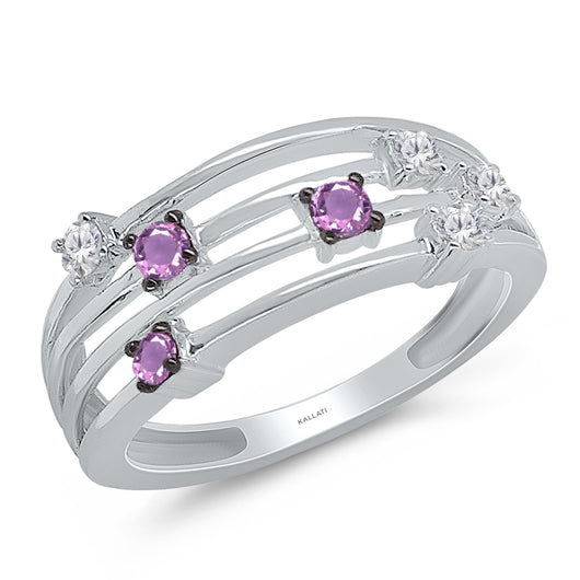 Kallati Heirloom Pink Sapphire & Diamond Ring in 14K White Gold