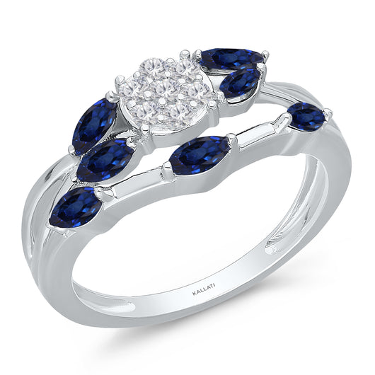 Kallati Heirloom Sapphire & Diamond Ring in 14K White Gold