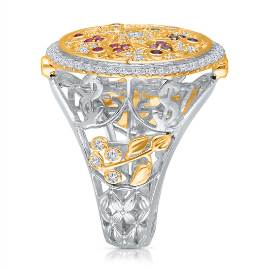 Kallati UIGI Millionaire Club Diamond Ring in 14K White and Yellow Gold