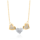 Two Tone Gold Diamond Eternal Triple Heart Necklace