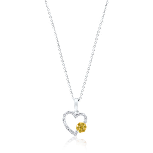 White Gold Yellow And White Diamond Eternal Heart Pendant