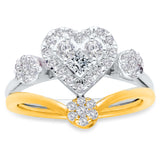 Two Tone Gold Diamond Eternal Heart Ring