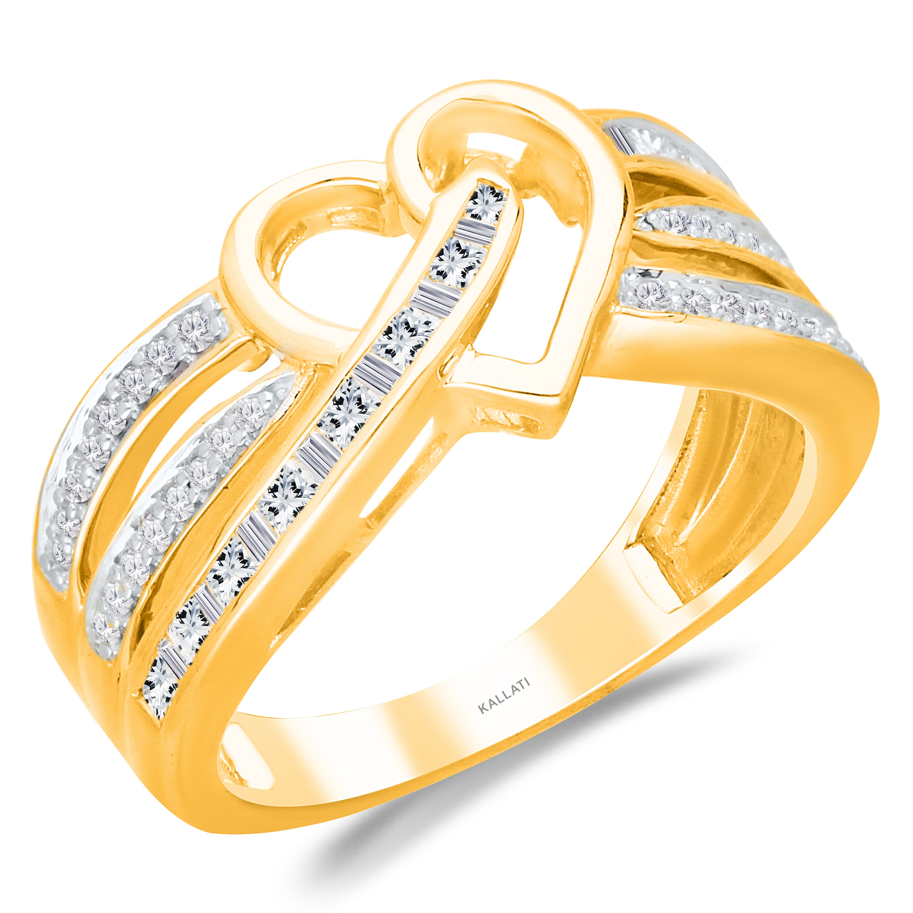 cz alloy Gold plated Valentine collection Initial '' S '' Letter in heart  ring alphabet collection for women and Girls - VIGHNAHARTA - 3592844