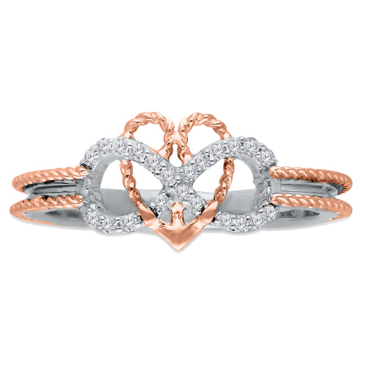 Two Tone Gold Diamond Eternal Infinity Heart Ring