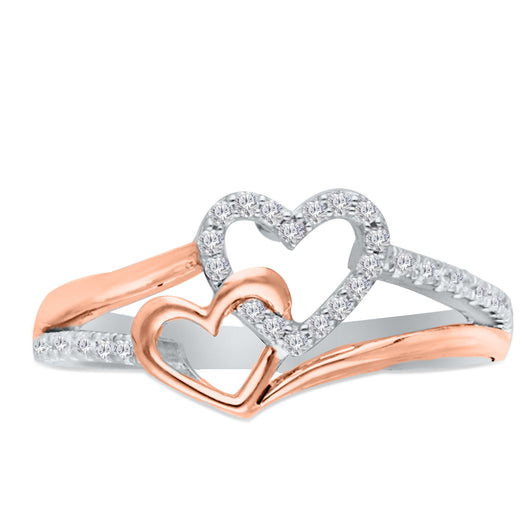 Two Tone Gold Diamond Eternal Interlocking Heart Ring