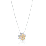 Two Tone Yellow and White Diamond Flower Necklace