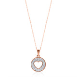 Rose Gold Diamond Eternal Circle Heart Pendant