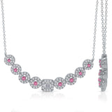 White Gold Pink Sapphire and Diamond Heirloom Pendant