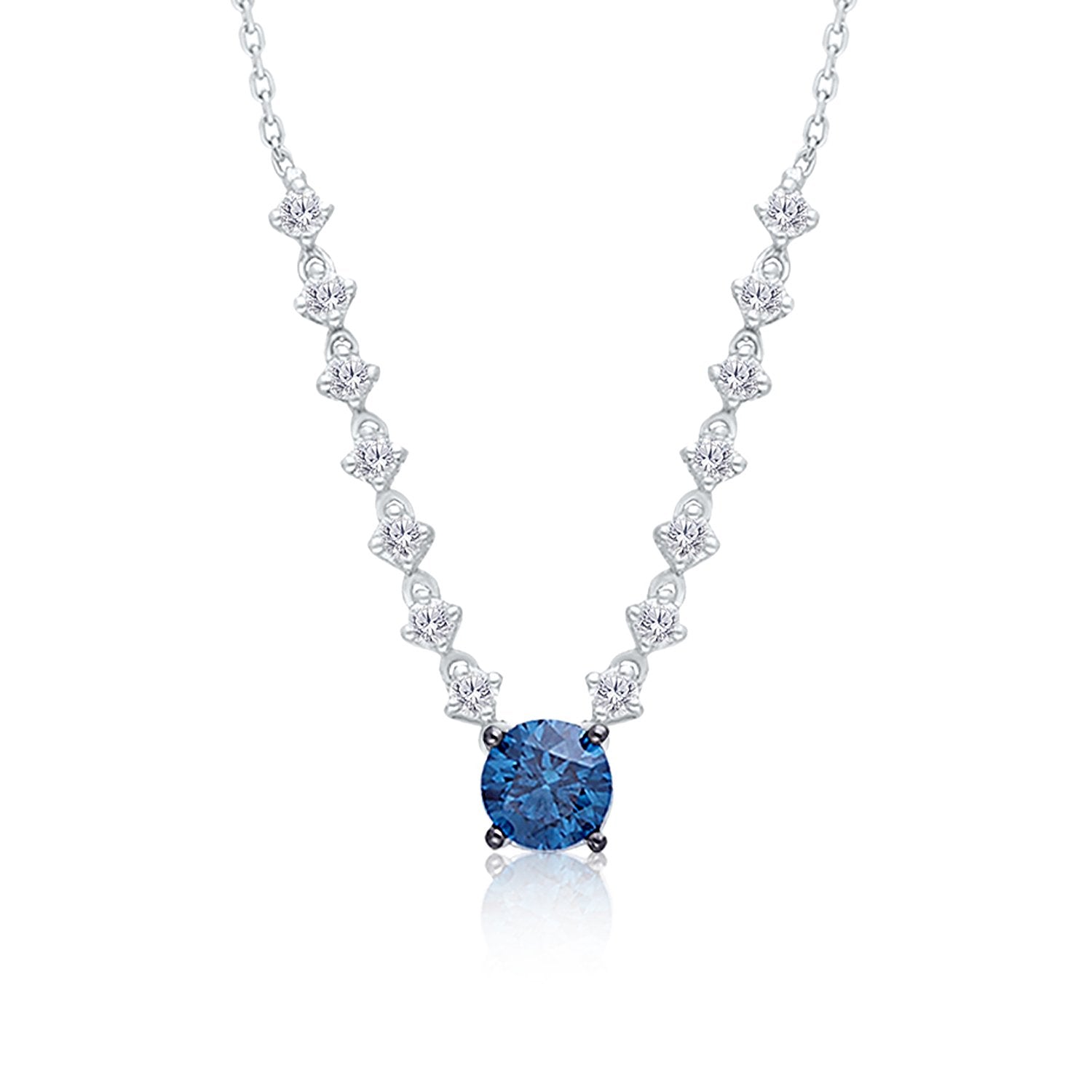Blue & White Diamond Graduated Necklace