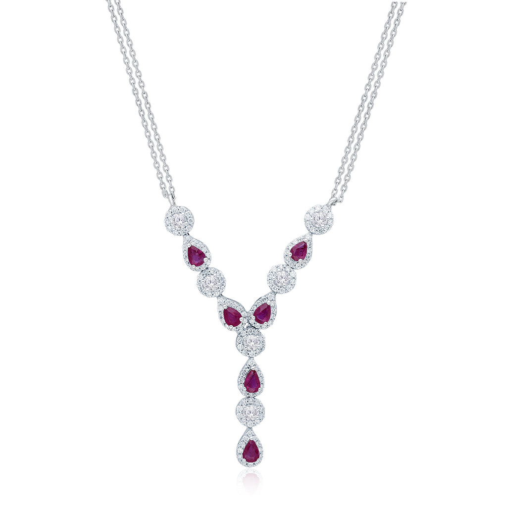 White Gold Ruby & Diamond Heirloom Necklace – KALLATI