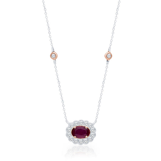 Two Tone Gold Ruby & Diamond Heirloom Necklace