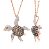 Rose Gold Coco & White Diamond Turtle Pendant