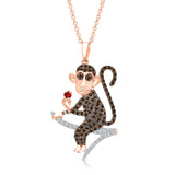 Rose Gold Coco & White Diamond Monkey Pendant