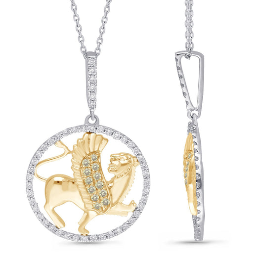 Two Tone Gold White & Yellow Diamond Griffiness Necklace