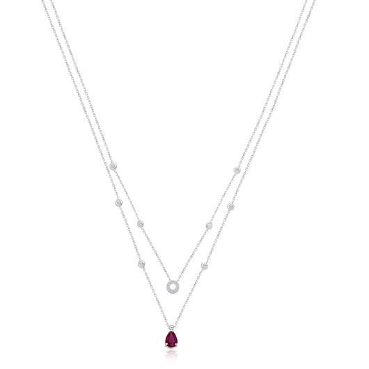 White Gold Ruby & Diamond Heirloom Necklace