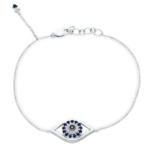 White Gold Sapphire & White Diamond Evil Eye Bracelet