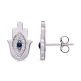 White Gold Sapphire & Diamond Hamsa Earring