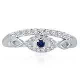 White Gold Sapphire & Diamond Evil Eye Ring