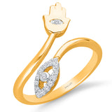 Yellow Gold White Diamond Evil Eye Ring