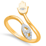 Yellow Gold White Diamond Evil Eye Ring