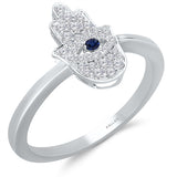 White Gold Sapphire & Diamond Hamsa Ring