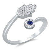 White Gold Sapphire & Diamond Evil Eye Ring